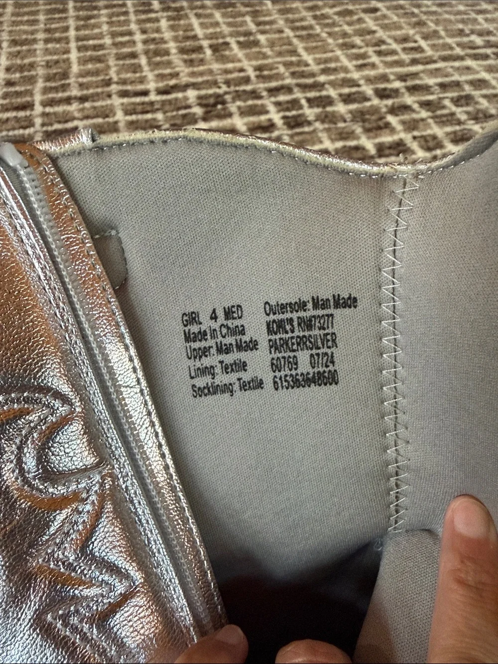 Sonoma Goods For Life Girls Silver Western Boots Size 4
